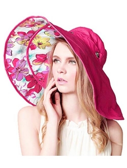 Bienvenu Womens Large Brim Floppy Foldable Roll up UPF 50+ Beach Sun Hat