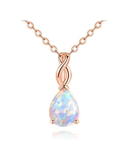 18K White Gold/Rose Gold Plated Opal Necklace for Women