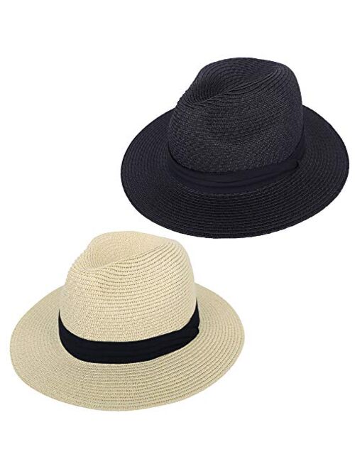 Simplicity Mens Women's Wide Brim Straw Panama Sun Hat