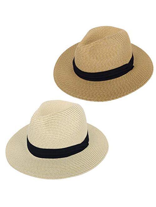 Simplicity Mens Women's Wide Brim Straw Panama Sun Hat