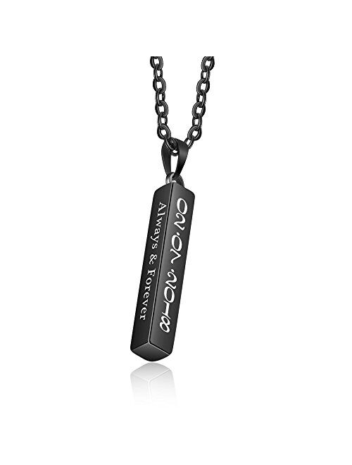 Love Jewelry Personalized Couple Stainless Steel Necklace Engraved Initial Name Vertical Bar Necklace Birthday Gifts for Boyfriend