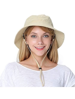 Womens Large Bucket Sun Hat with Detachable Chin Strap Quick Dry Water Resistant