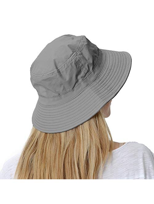 Womens Large Bucket Sun Hat with Detachable Chin Strap Quick Dry Water Resistant