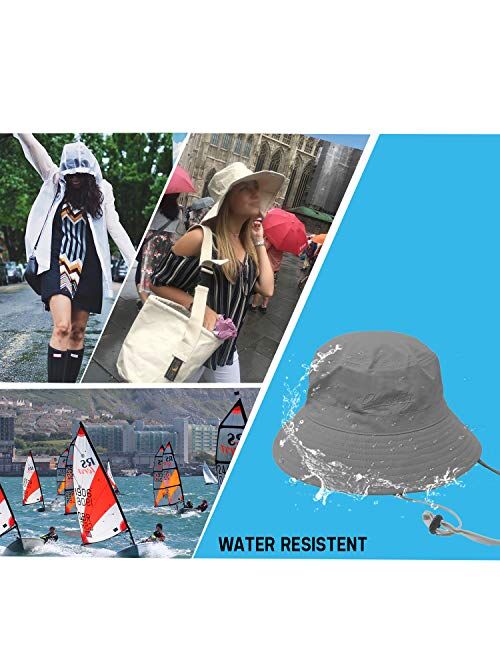 Womens Large Bucket Sun Hat with Detachable Chin Strap Quick Dry Water Resistant