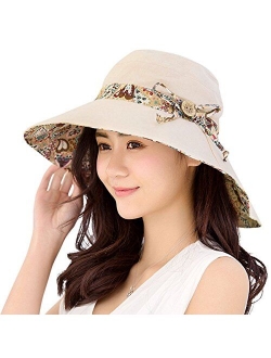 HAPEE Womens Garden Hat,Both Sides wear, Foldable Wide Brim UPF 50+,pefect for Women Fishing