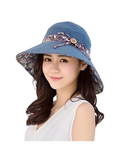 HAPEE Womens Garden Hat,Both Sides wear, Foldable Wide Brim UPF 50+,pefect for Women Fishing