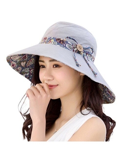 HAPEE Womens Garden Hat,Both Sides wear, Foldable Wide Brim UPF 50+,pefect for Women Fishing