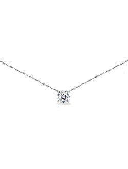 Sterling Silver Clear Solitaire Choker Necklace set with Swarovski Crystals