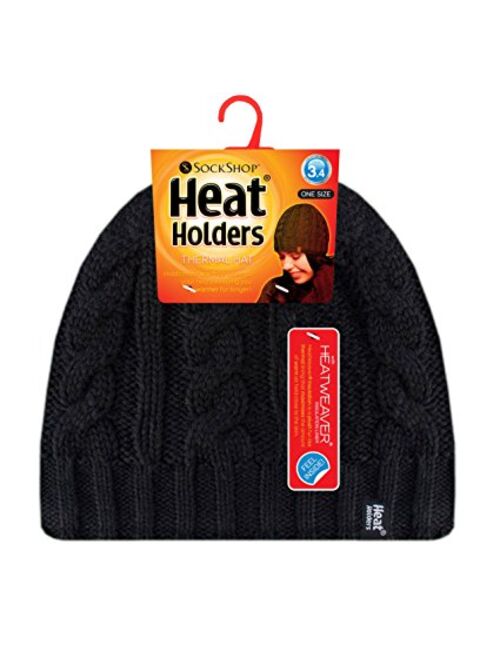 HEAT HOLDERS - Women's Thermal Fleece Cable Knit Winter Hat 3.4 Tog - One Size