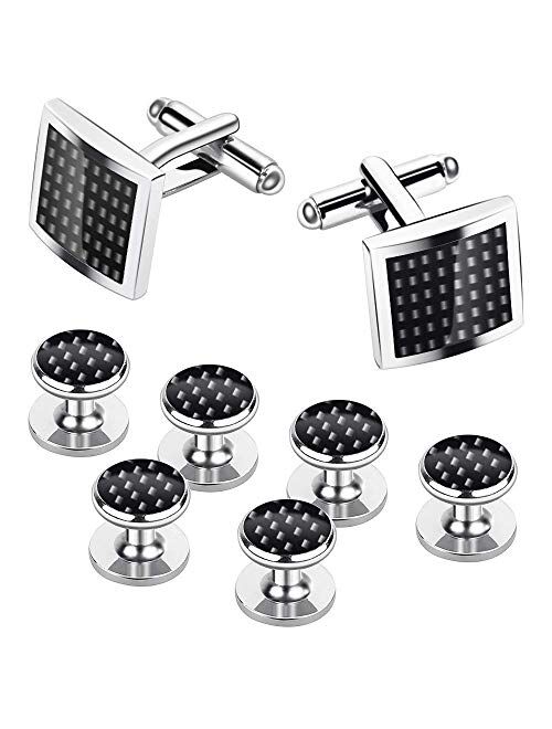 Rovtop Cufflinks and Studs Set for Tuxedo Shirts Business Wedding