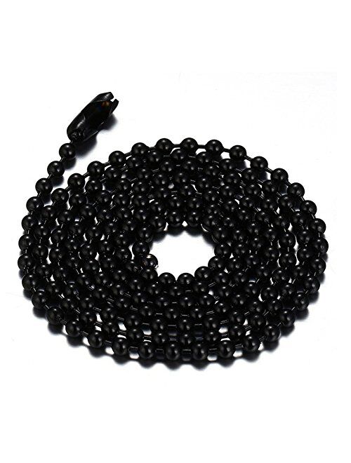 SINLEO Titanium Stainless Steel Small Beads Ball Chain Necklace for Men Women 18-38 Inches Silver Black Gold