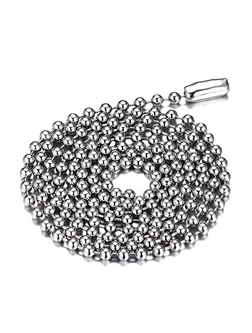 SINLEO Titanium Stainless Steel Small Beads Ball Chain Necklace for Men Women 18-38 Inches Silver Black Gold