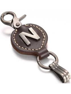 Leather Keychain For Men, Single Letter Alphabet with Easy Clasp