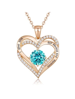 CDE Forever Love Heart Women Necklace 925 Sterling Silver Rose Gold Plated November Birthstone Pendant Necklaces for Women with 5A Cubic Zirconia ChristmasJewelry Gift Bi