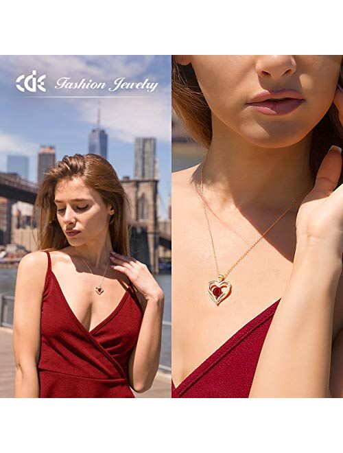 CDE Forever Love Heart Women Necklace 925 Sterling Silver Rose Gold Plated November Birthstone Pendant Necklaces for Women with 5A Cubic Zirconia ChristmasJewelry Gift Bi