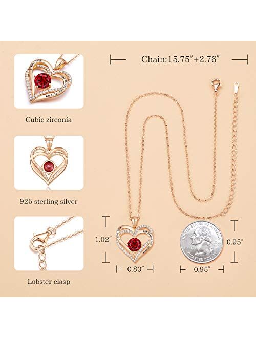 CDE Forever Love Heart Women Necklace 925 Sterling Silver Rose Gold Plated November Birthstone Pendant Necklaces for Women with 5A Cubic Zirconia ChristmasJewelry Gift Bi