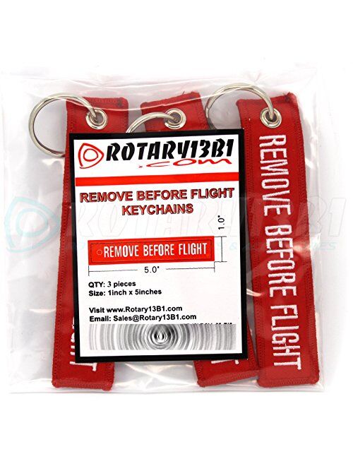 Rotary13B1 Remove Before Flight Key Chain - 3 Pack Red