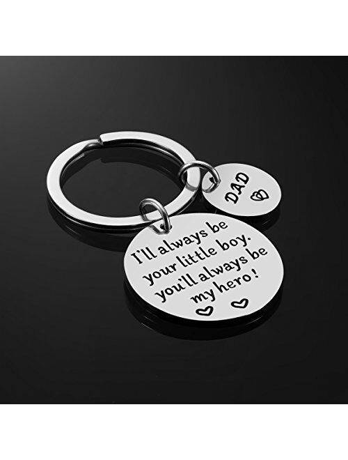 Fathers Day Gift - Dad Gift from Daughter for Birthday, I'll Always Be Your Little Girl, You Will Always Be My Hero Keychain