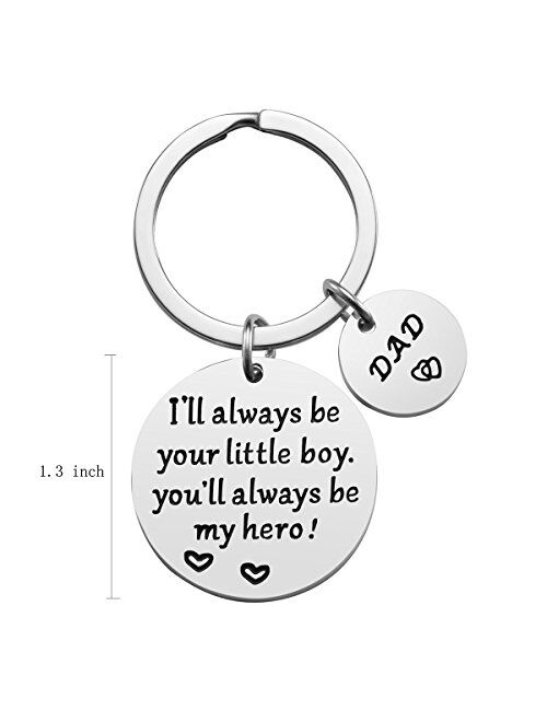 Fathers Day Gift - Dad Gift from Daughter for Birthday, I'll Always Be Your Little Girl, You Will Always Be My Hero Keychain