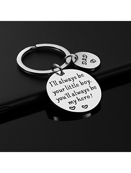 Fathers Day Gift - Dad Gift from Daughter for Birthday, I'll Always Be Your Little Girl, You Will Always Be My Hero Keychain