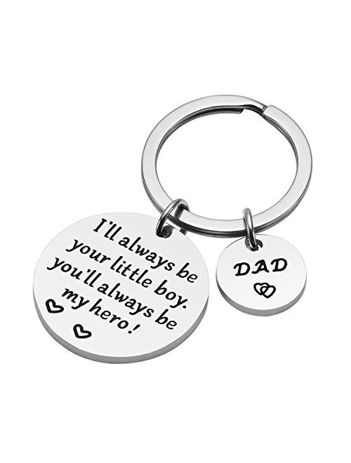 Fathers Day Gift - Dad Gift from Daughter for Birthday, I'll Always Be Your Little Girl, You Will Always Be My Hero Keychain