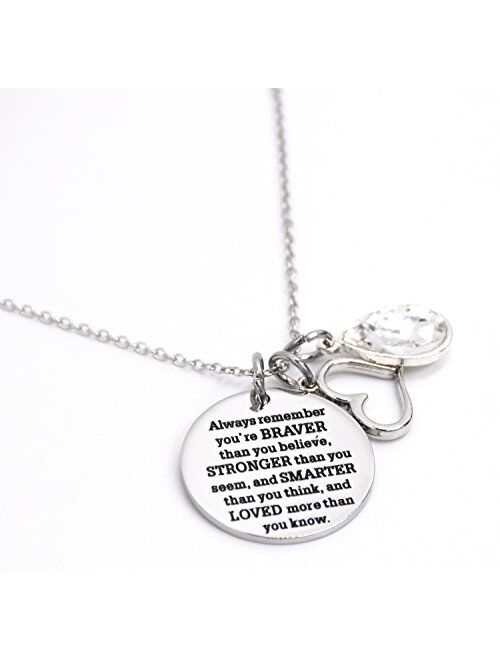 LParkin You are Braver Than You Believe Awareness Necklace Birthstone Graduation Gift Best Friend Encouragement Gifts