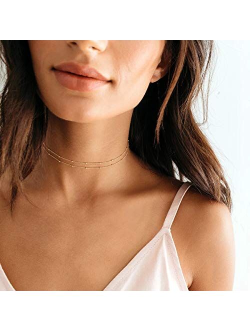 Gold Chain Choker Necklace,14K Gold Plated Dainty Cute Lip Chain Long Necklace Delicate Fashion Choker Necklace Jewelry Gift for Women