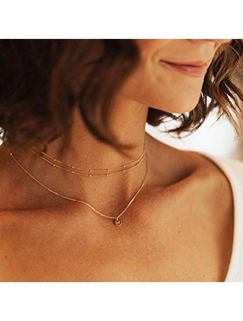 Gold Chain Choker Necklace,14K Gold Plated Dainty Cute Lip Chain Long Necklace Delicate Fashion Choker Necklace Jewelry Gift for Women