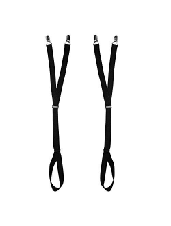 Stirrup Style (Loop) Shirt Stays - Adjustable Elastic Shirt Stay 2-Pack (1 Pair - Black)