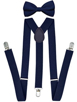 Trilece Suspenders for Men and Women Adjustable Elastic Y Back Style Suspender and Bow Tie Sets Metal Clips