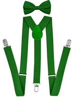 Trilece Suspenders for Men and Women Adjustable Elastic Y Back Style Suspender and Bow Tie Sets Metal Clips