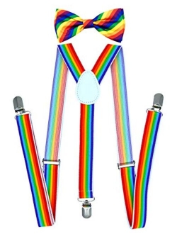 Trilece Suspenders for Men and Women Adjustable Elastic Y Back Style Suspender and Bow Tie Sets Metal Clips