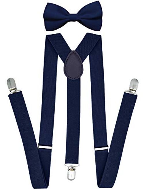 Trilece Suspenders for Men and Women Adjustable Elastic Y Back Style Suspender and Bow Tie Sets Metal Clips