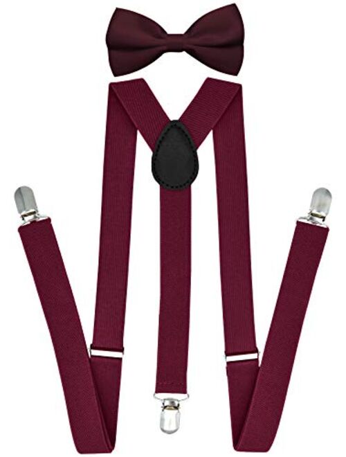 Trilece Suspenders for Men and Women Adjustable Elastic Y Back Style Suspender and Bow Tie Sets Metal Clips