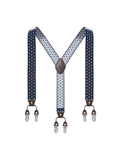 Y Back Mens Suspenders, with 6 Strong Clips Wide Adjustable Elastic Braces for Casual&Fomal by Grade Code