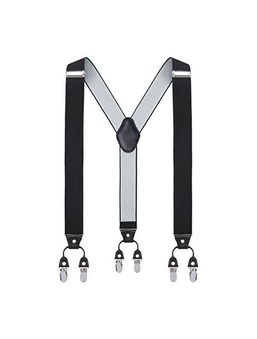 Y Back Mens Suspenders, with 6 Strong Clips Wide Adjustable Elastic Braces for Casual&Fomal by Grade Code