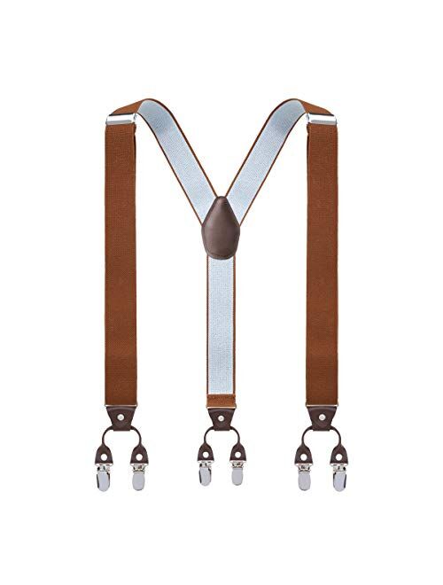 Y Back Mens Suspenders, with 6 Strong Clips Wide Adjustable Elastic Braces for Casual&Fomal by Grade Code