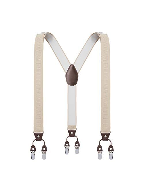 Y Back Mens Suspenders, with 6 Strong Clips Wide Adjustable Elastic Braces for Casual&Fomal by Grade Code