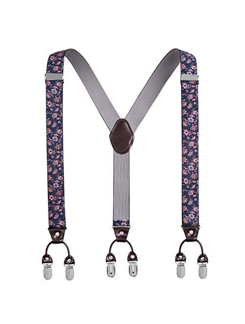 Y Back Mens Suspenders, with 6 Strong Clips Wide Adjustable Elastic Braces for Casual&Fomal by Grade Code