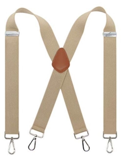 Bioterti Mens Heavy Duty X- Back 1.4 Inch Suspenders with 4 Snap Hooks