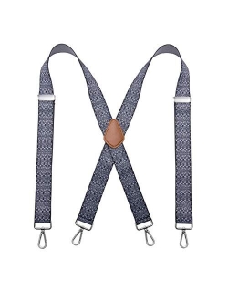 Bioterti Mens Heavy Duty X- Back 1.4 Inch Suspenders with 4 Snap Hooks