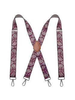 Bioterti Mens Heavy Duty X- Back 1.4 Inch Suspenders with 4 Snap Hooks