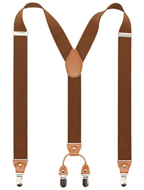 Mens Y-Back 4 Metal Clip Elastic Wide Suspenders Perfect For Both Casual&Formal