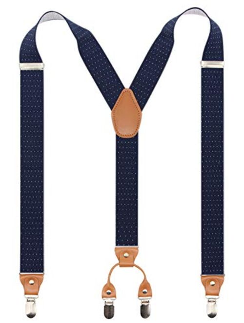 Mens Y-Back 4 Metal Clip Elastic Wide Suspenders Perfect For Both Casual&Formal