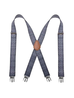 Bioterti Mens Heavy Duty X- Back Suspenders-Adjustable Size, Long & Elastic Braces