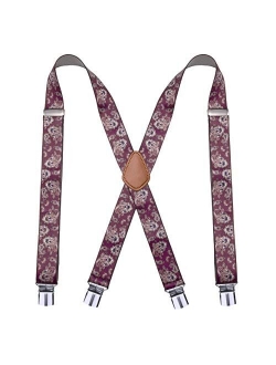 Bioterti Mens Heavy Duty X- Back Suspenders-Adjustable Size, Long & Elastic Braces