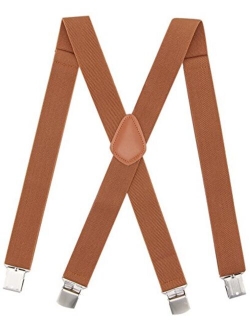 Bioterti Mens Heavy Duty X- Back Suspenders-Adjustable Size, Long & Elastic Braces