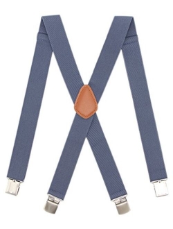 Bioterti Mens Heavy Duty X- Back Suspenders-Adjustable Size, Long & Elastic Braces