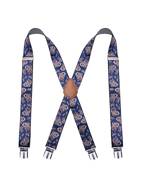 Bioterti Mens Heavy Duty X- Back Suspenders-Adjustable Size, Long & Elastic Braces