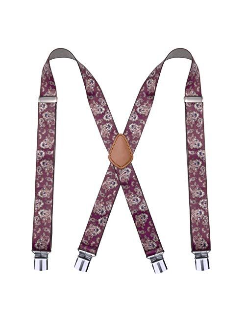 Bioterti Mens Heavy Duty X- Back Suspenders-Adjustable Size, Long & Elastic Braces